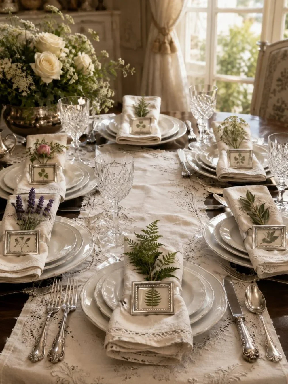 Set of 6 Vintage Silver Plated Place Card Holders Napkin Rings